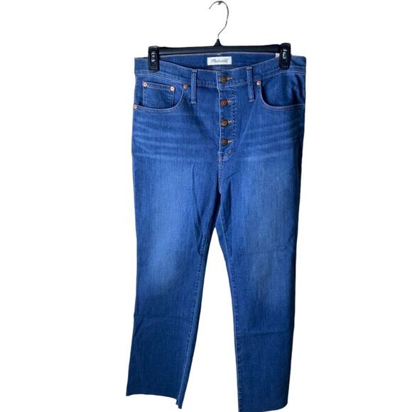 Madewell Jeans Womens 30 Slim Wide Leg Crop Button Fly Mid Wash Streetwear Denim - Picture 1 of 16